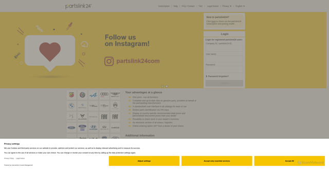 Security scan screenshot of https://partslink24.com
