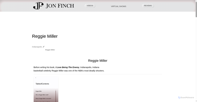 Security scan screenshot of https://finchmagician.com/reggie-miller