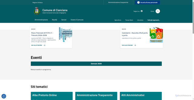 Security scan screenshot of https://comune.cianciana.ag.it/