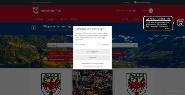 Security scan screenshot of https://www.comune.tirolo.bz.it/de