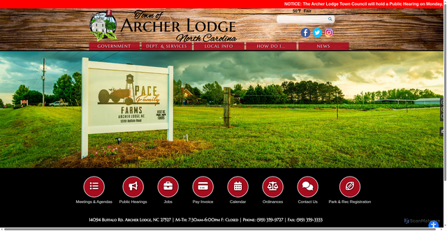 Security scan screenshot of https://www.archerlodgenc.gov/