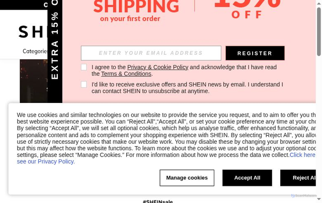 Security scan screenshot of https://www.shein.se/