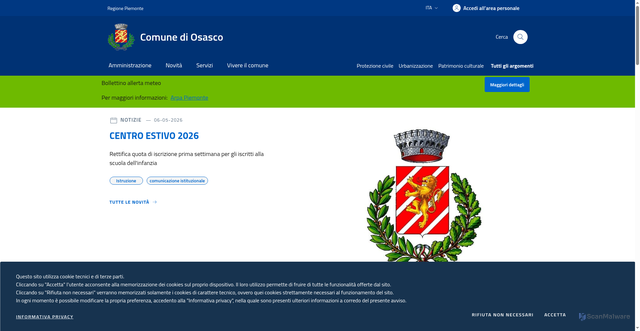 Security scan screenshot of https://www.comune.osasco.to.it