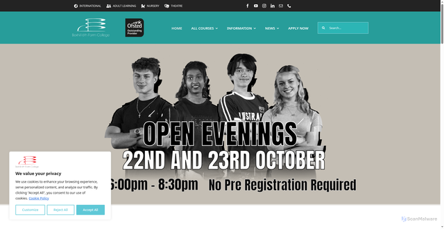 Security scan screenshot of https://www.bexhillcollege.ac.uk/