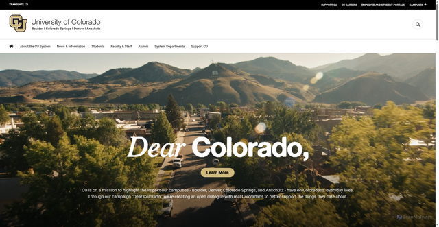 Security scan screenshot of https://cu.edu