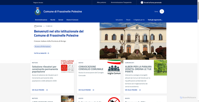 Security scan screenshot of https://www.comune.frassinelle-polesine.ro.it