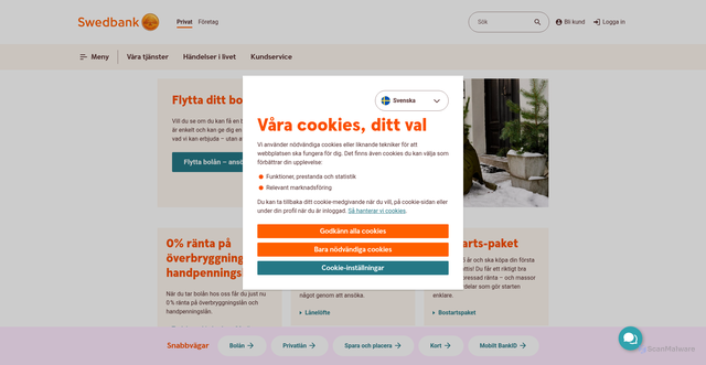 Security scan screenshot of https://www.swedbank.se/