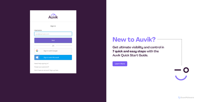Security scan screenshot of https://my.auvik.com