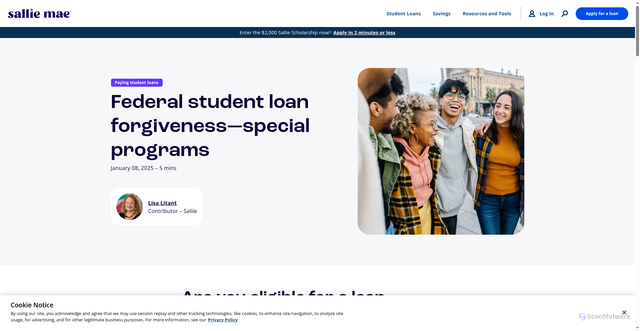 Security scan screenshot of https://www.salliemae.com/blog/student-loan-forgiveness-programs/