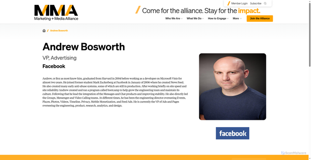 Security scan screenshot of https://mmaglobal.com/speakers/andrew-bosworth