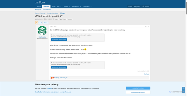 Security scan screenshot of https://xenforo.com/community/threads/gta-6-what-do-you-think.218065/