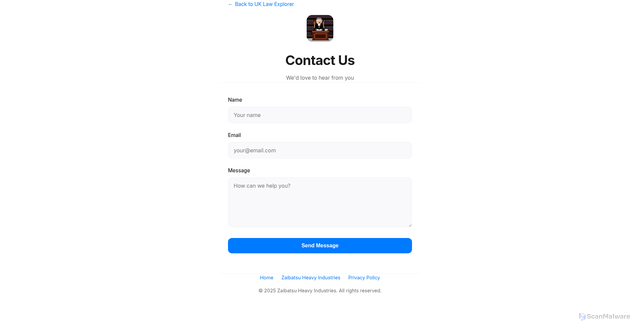 Security scan screenshot of https://uk-law-explorer.pages.dev/contact/