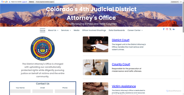 Security scan screenshot of https://www.da4colorado.gov/
