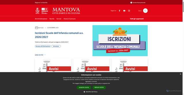 Security scan screenshot of https://www.comune.mantova.it/it