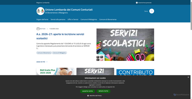 Security scan screenshot of http://www.unionecenturiati.cr.it/