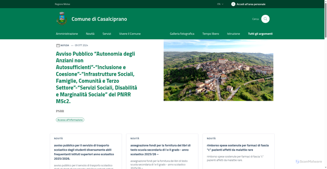 Security scan screenshot of https://comune.casalciprano.cb.it/