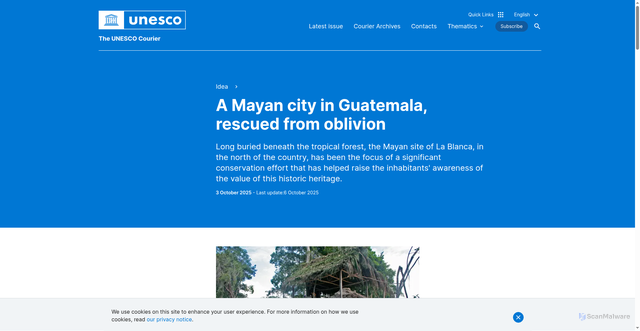 Security scan screenshot of https://courier.unesco.org/en/articles/mayan-city-guatemala-rescued-oblivion