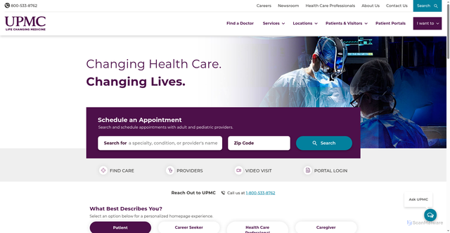 Security scan screenshot of https://www.upmc.com/