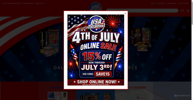 Security scan screenshot of https://usa-fireworks.com/