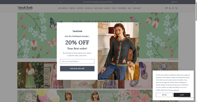 Security scan screenshot of https://modcloth.com