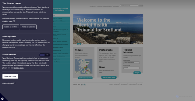 Security scan screenshot of https://www.mhtscotland.gov.uk/mhts/index