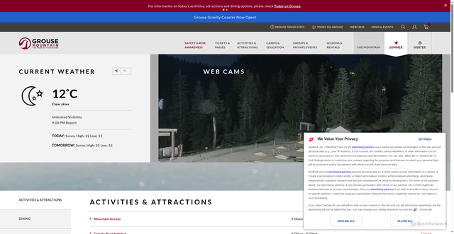 Security scan screenshot of https://www.grousemountain.com/current_conditions