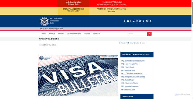 Security scan screenshot of https://greencardpetitions.com/check-visa-bulletin