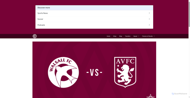 Security scan screenshot of https://astonvillacentral.com/match/walsall-vs-aston-villa-20190724/