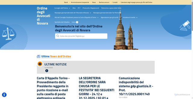 Security scan screenshot of https://www.ordineavvocatinovara.it/