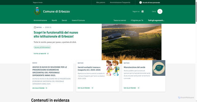 Security scan screenshot of https://www.comune.erbezzo.vr.it/