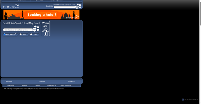 Security scan screenshot of https://www.streetmap.co.uk