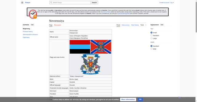 Security scan screenshot of https://kasys.miraheze.org/wiki/Novorossiya