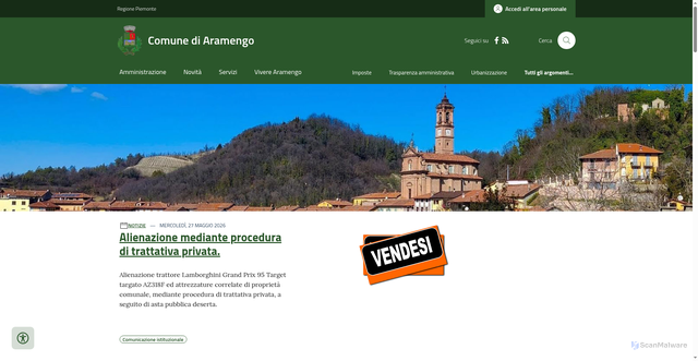 Security scan screenshot of https://www.comune.aramengo.at.it