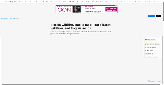 Security scan screenshot of https://data.naplesnews.com/fires/