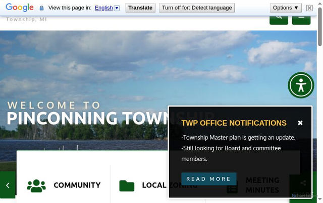 Security scan screenshot of https://pinconningtownship.gov/