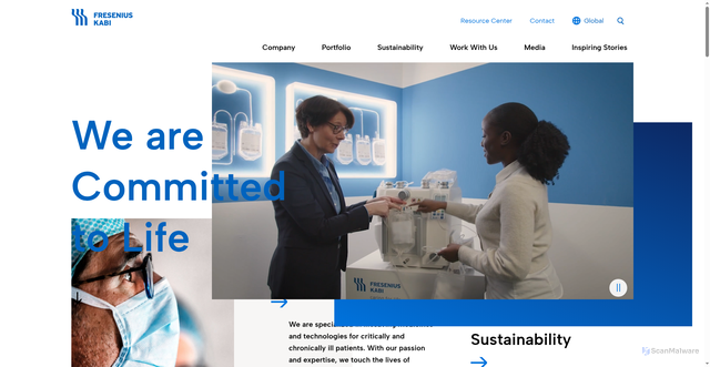 Security scan screenshot of https://www.fresenius-kabi.com