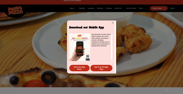 Security scan screenshot of https://austinspizza.com/