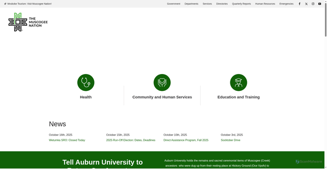 Security scan screenshot of https://www.muscogeenation.com/