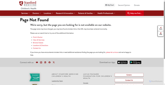 Security scan screenshot of https://www.stanfordchildrens.org/en/topic/default?id=picky-eating-or-eating-disorder-88-p11049