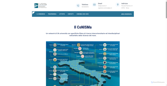 Security scan screenshot of https://conisma.it/