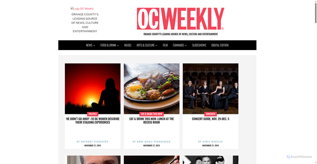 Security scan screenshot of https://ocweekly.com