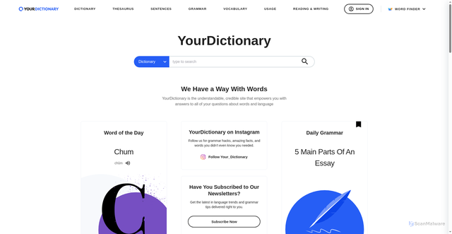 Security scan screenshot of https://yourdictionary.com