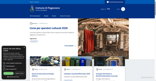 Security scan screenshot of https://www.comune.pagazzano.bg.it/