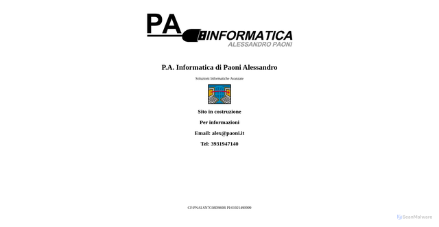 Security scan screenshot of https://www.paoni.it/