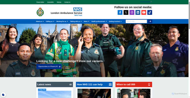 Security scan screenshot of http://www.lond-amb.nhs.uk