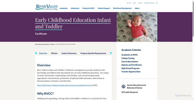 Security scan screenshot of https://www.rivervalley.edu/program/early-childhood-education-infant-and-toddler/