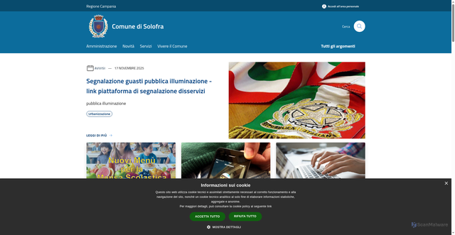 Security scan screenshot of https://www.comune.solofra.av.it/it