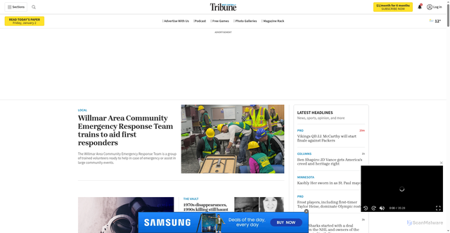 Security scan screenshot of https://www.wctrib.com