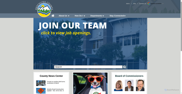 Security scan screenshot of https://deschutescounty.gov/