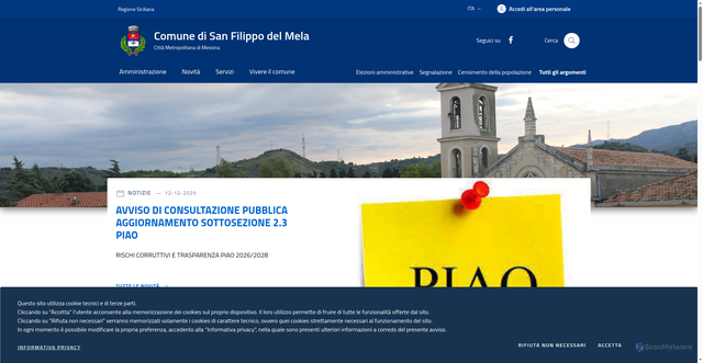Security scan screenshot of https://www.comune.sanfilippodelmela.me.it/
